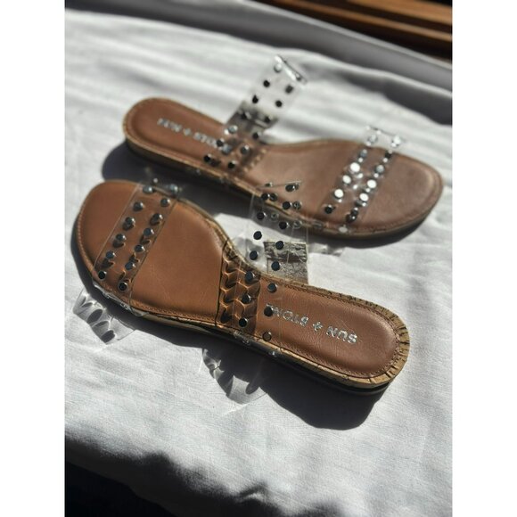 Sun + Stone Womens Clear Studded Slide Sandals - Picture 3 of 5